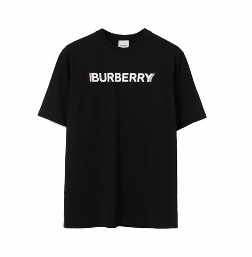 BURBERRY LOGO COTTON T-SHIRTS - BLACK